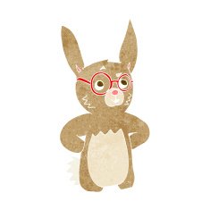 cartoon rabbit wearing spectacles N12