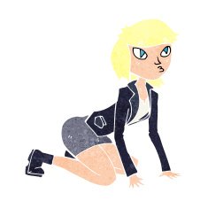 cartoon woman on hands and knees N11
