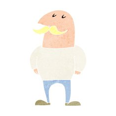 cartoon bald man with mustache N22