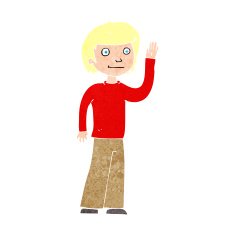 cartoon friendly boy waving N12