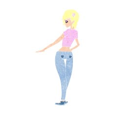 cartoon pretty girl in jeans and tee N12