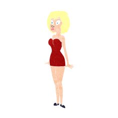 cartoon surprised woman in short dress N12