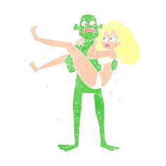 cartoon swamp monster carrying woman in bikini N11