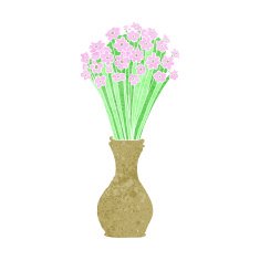 cartoon flowers in pot N24