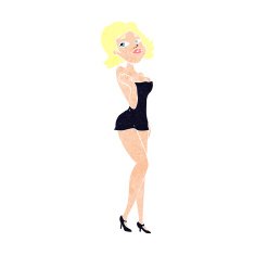 cartoon attractive woman in short dress N12