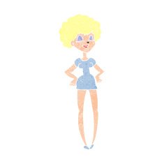 cartoon happy woman with hands on hips N21