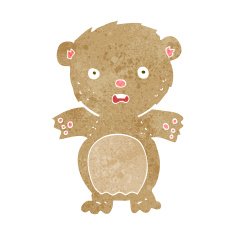 frightened teddy bear cartoon N3