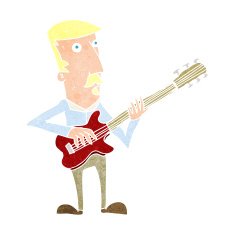 cartoon man playing electric guitar N21