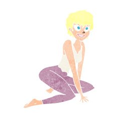 cartoon happy woman sitting on floor N23