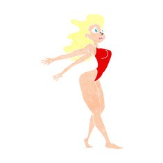 cartoon sexy woman in swimsuit N12