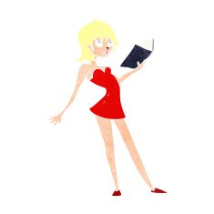 cartoon woman reading book N12