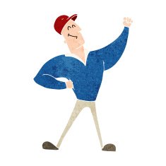 cartoon man striking heroic pose N9