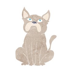 cartoon grumpy little dog N14