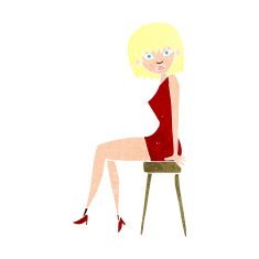 cartoon woman sitting on stool N23