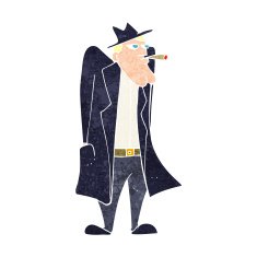 cartoon man in hat and trench coat N10