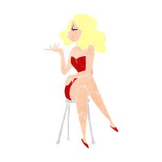 cartoon woman sitting on bar stool N23