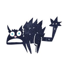 cartoon frightened black cat N3