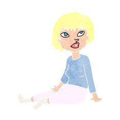 cartoon woman sitting on floor N11