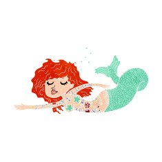 cartoon mermaid with tattoos N11