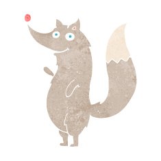 cartoon waving wolf N18