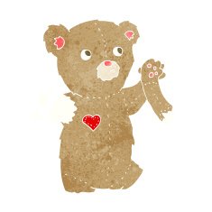 cartoon teddy bear with torn arm N3