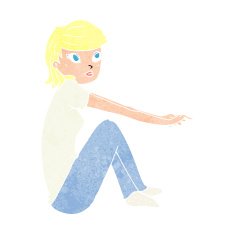 cartoon pretty girl sitting N11