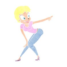 cartoon pretty woman pointing N43