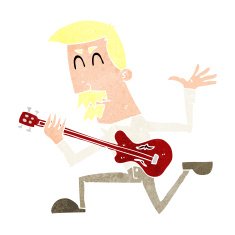 cartoon man playing electric guitar N22