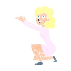 cartoon woman presentation gesture N11