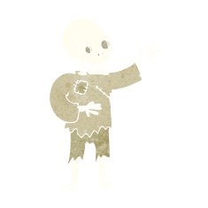 cartoon skeleton waving N11