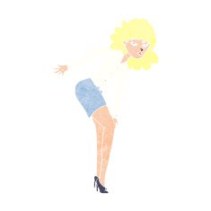 cartoon annoyed woman rubbing knee N10