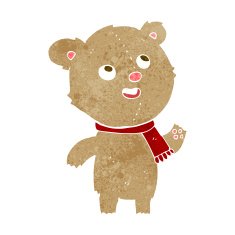 cartoon teddy bear wearing scarf N17