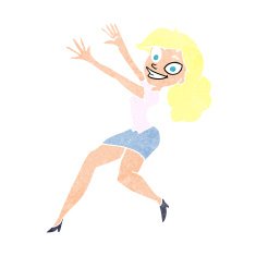 cartoon happy woman jumping N11