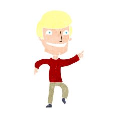 cartoon happy man pointing N67