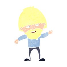 cartoon happy bearded man waving N11