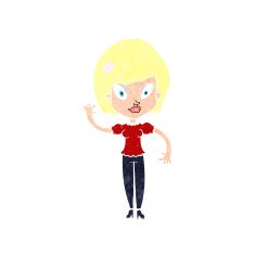 cartoon pretty woman waving N99