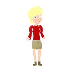 cartoon woman shrugging shoulders N541