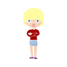 cartoon woman with folded arms N34