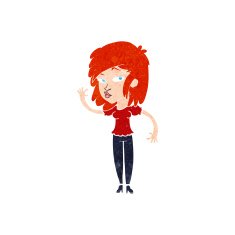 cartoon pretty woman waving N100