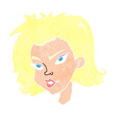 cartoon female face N168