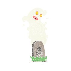 cartoon ghost rising from grave N49