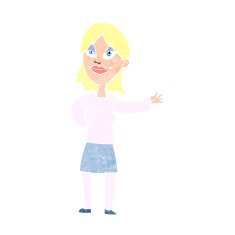 cartoon woman gesturing to show something N23