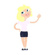 Cartoon Woman Waving N385