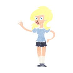 cartoon pretty woman waving for attention N12