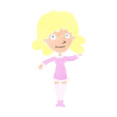 cartoon friendly woman waving N56