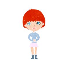cartoon woman waiting patiently N12