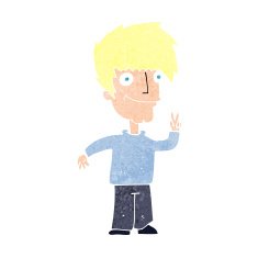 Cartoon Man Giving Peace Sign N66