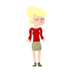 cartoon woman shrugging shoulders N544