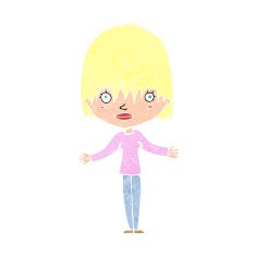 cartoon woman shrugging shoulders N545