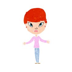 cartoon woman shrugging shoulders N546